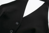 MUJER Off Shoulder Sleeveless Vest Women Black White Cropped Vest Woman Fashion Backless V Neck Short Coats Summer Waistcoat