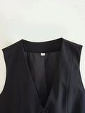 HH Women Casual V-Neck Sleeveless Waistcoat Elegant Fashion Solid Single-breasted Short Vest Chic Tops Female Summer Outerwear