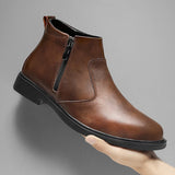 Autumn and Winter New High-Top Leather Shoes for Men, Zippered Leather Boots, Fashionable Versatile Business Casual Shoes, Men's Formal Shoes, Chelsea Boots