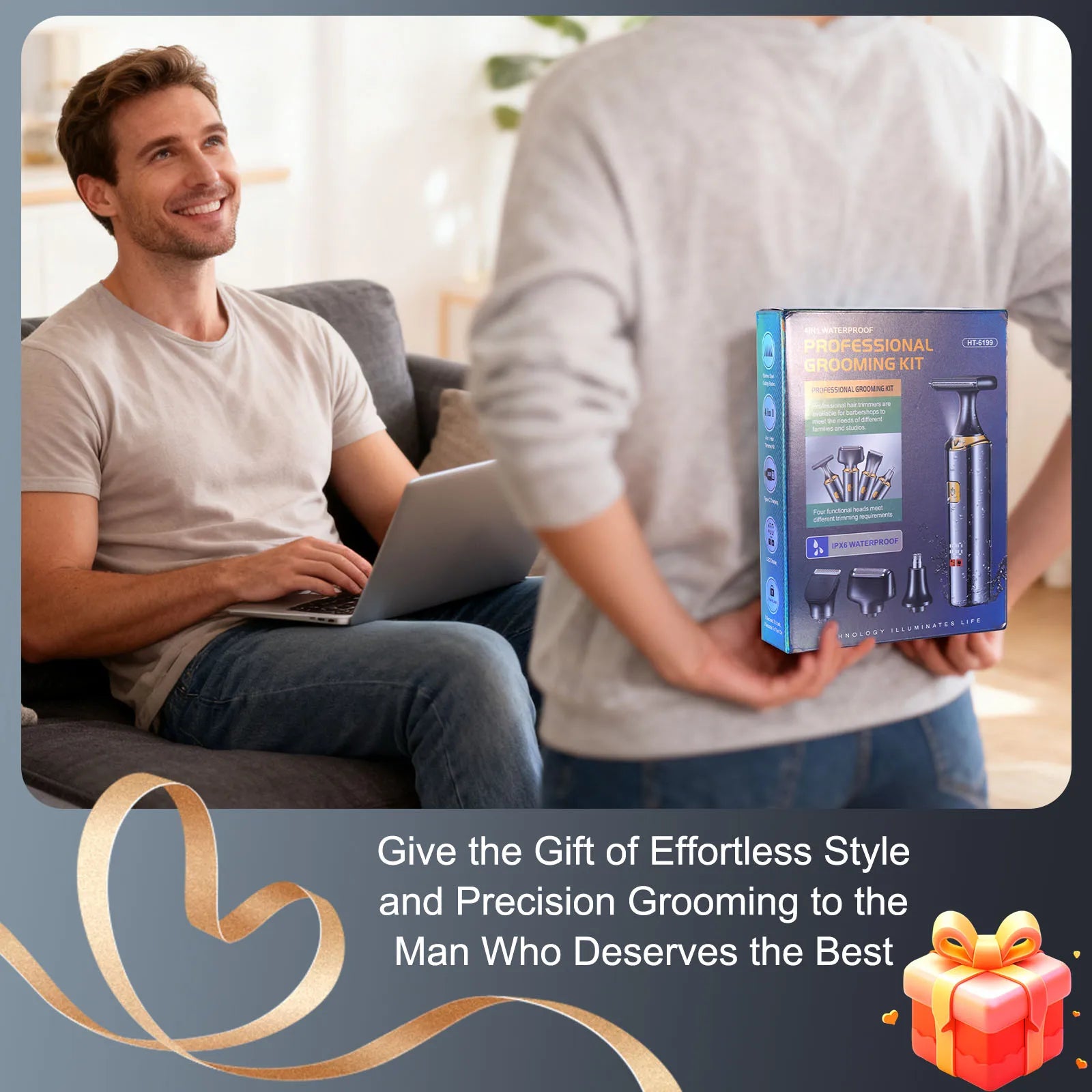 Hatteker Electric Rechargeable Full-Body Hair Trimmer Men's Shaver Grooming Clippers Adjustable Personal Hygiene Hair Removal Device