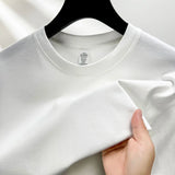 High Quality 100% Cotton Short Sleeve Men's T-Shirt Summer Round Neck Loose Casual Solid Color Plus Size Breathable Top Women