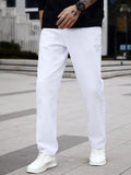 SGIAWETA-Manfinity Homme Men Cotton Solid Straight Leg Jeans Long Washed Light Jean Cargo Plain All White Work Basic Husband Going Out Office Party Vacation Urban-birthdaygift