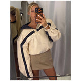Women's Jackets Beige Black Zip Collar Crop Jacket Lapel Loose Streetwear Spring Autumn Chic Sports Outfits Short Coats 2026 New
