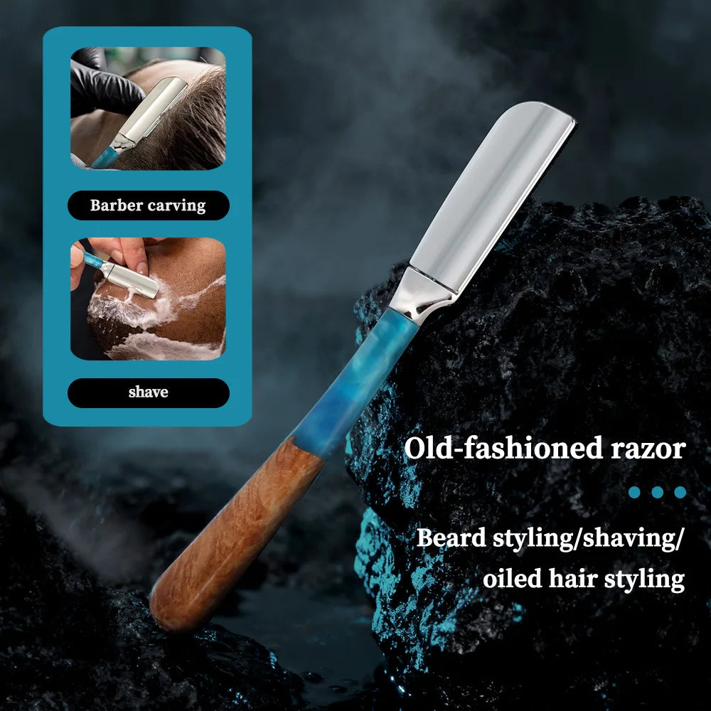 1Pc New Pro Wood Handle Baber Straight Razor Manual Zinc Alloy Beard Shaving Knife Holder For Men Salon Hair Removal Tools