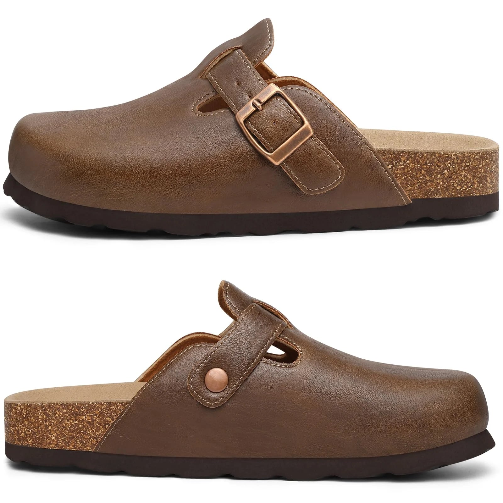 Asgard Unisex Vegan Leather Clogs Fashion Non-slip Cork Footbed Mules Slippers With Arch Support Lady Cozy Casual Potato Shoes