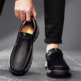 Stylish Men's Leather Loafers Men Thick Bottom Business Shoe Classic Leather Man Casual Shoes Senior Brand Male Walking Footwear