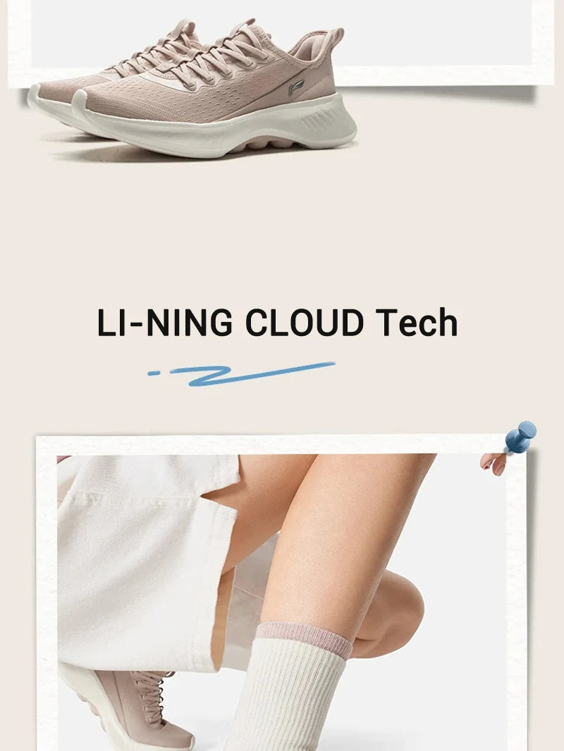 Li-Ning Women's SOFT ESSENTIAL V2 Slip-on Casual Walking Shoes Cushion Flexible LiNing Comfortable Sports Sneakers AGLV022
