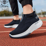 Desai Men's Wide Width Knit Slip-on Sneakers Max Cushion Walking Shoes Lightweight Breathable