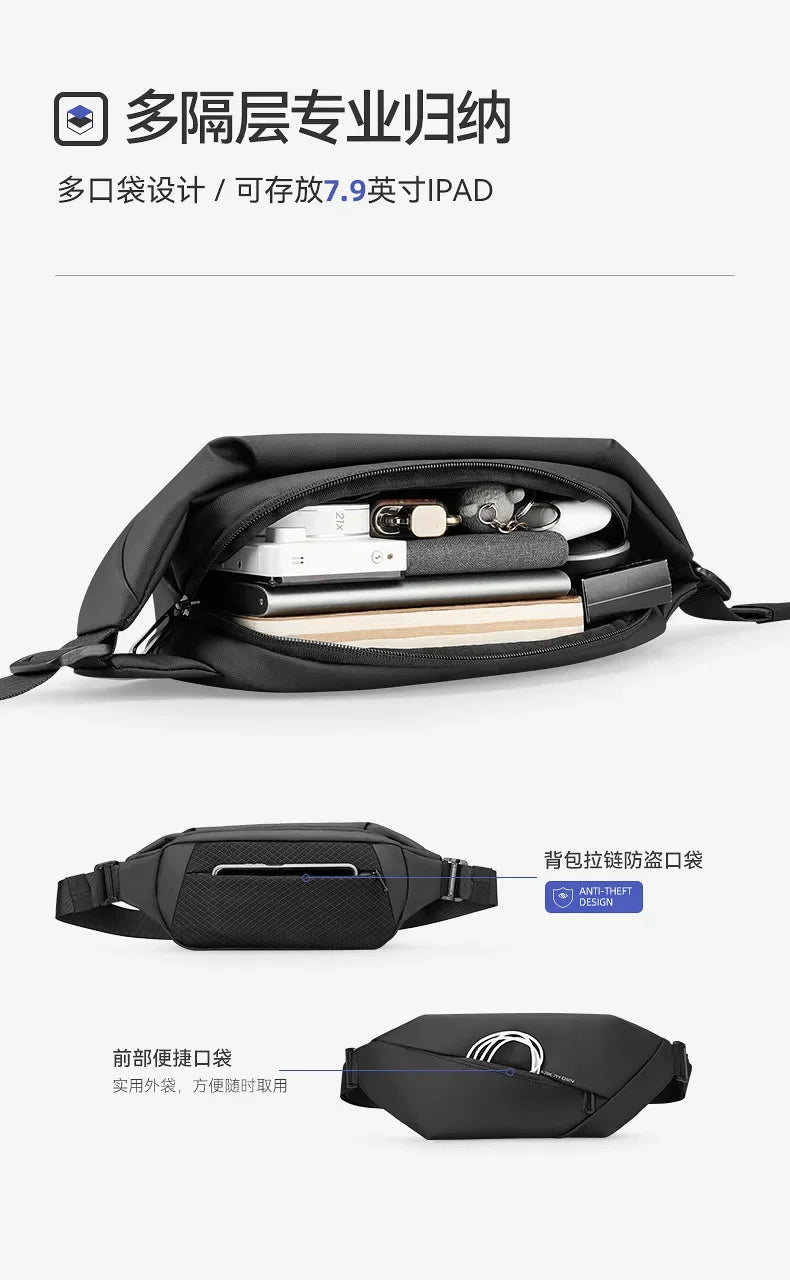 Mark Ryden Men's Handbag Man Belt Pouch Sports Casual Cycling Small Waist Pack Crossbody Bag Shoulder Bag Men's Crossbody Chest