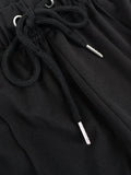 2-Piece Black High Neck Midriff Tank Smocked Waist Side Slit Wide Leg Pants Spice Girl Style Women Summer Date Wear