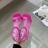 Eilyken Summer Crystal Embellished High Heel Sandals Women Diamond Open Toe Ankle Strap Silk Satin Rhinestone Banquet Shoes