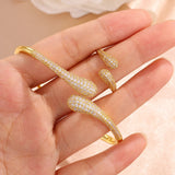 ZAKOL Elegant Brilliant Micropaved Zirconia Water Drop Bracelet Ring Set Luxury Engagement Wedding Party Jewelry for Women