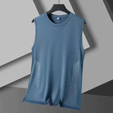 Summer Mesh Men Vest Sleeveless Printed Round Neck Ice Silk Basketball Loose Running Fitness Men Tank Tops T Shirt