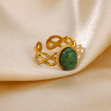 Luxury Jewelry Set Opal Stone Rings for Women Gold Color Stainless Steel Ring Minimalist Aesthetic Jewelry 2026 Freeshipping