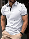 European and American Men's Summer Personalized Anchor Print Soft and Breathable Polo Short Sleeved T-Shirt Outdoor Casual Top