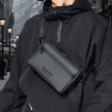 Fashionable Multi-Layer Shoulder Bag for Man,Hand-Held Casual Crossbody Bag, Suitable for Commuting, Daily Use,Black Business Travel Bag, Solid Color Minimalism Handbag