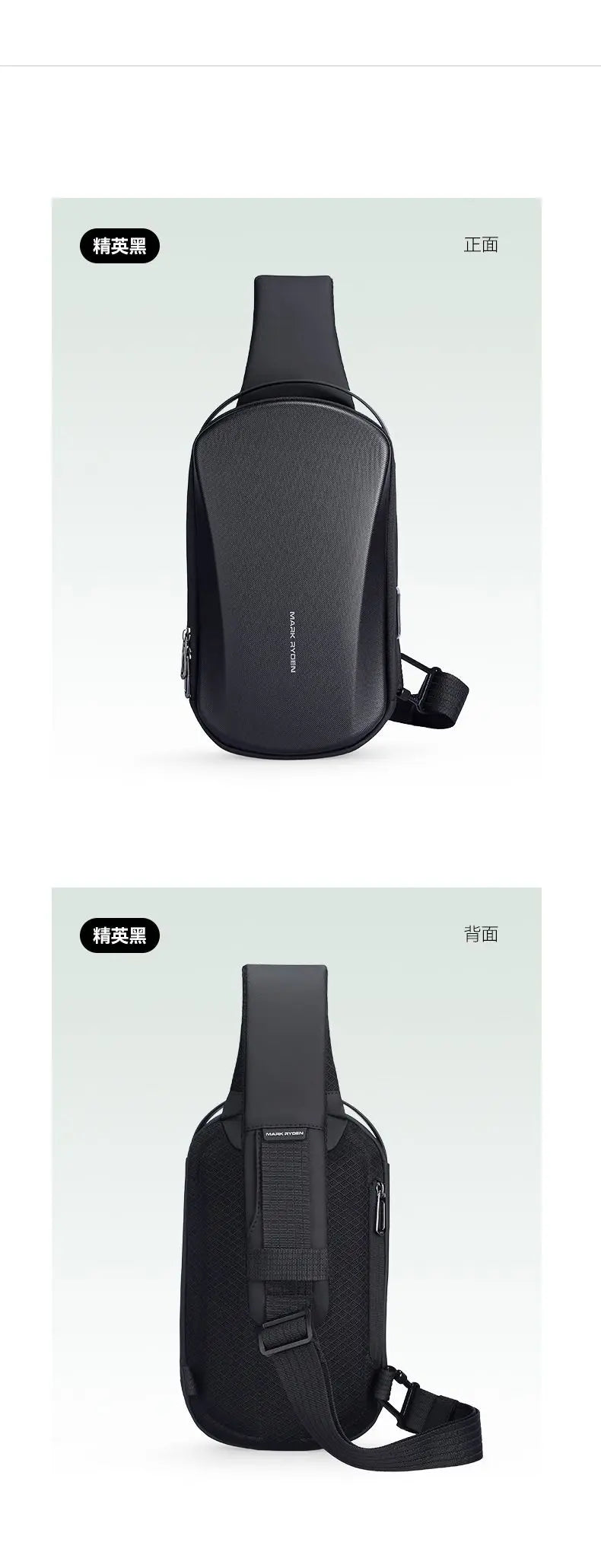 Mark Ryden Multifunction USB Crossbody Bag Shoulder Bag Man TPU Waterproof Travel Sling Messenger Pack Chest Bag for Male