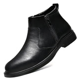 Autumn and Winter New High-Top Leather Shoes for Men, Zippered Leather Boots, Fashionable Versatile Business Casual Shoes, Men's Formal Shoes, Chelsea Boots