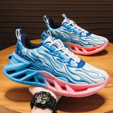 Unisex Flame Print Blade Chunky Sneakers Gradient Hollow Thick Sole Breathable Mesh Lightweight Shock Absorb Lace Up Running Shoes Fashion Streetwear Casual Sports Footwear 2026 New