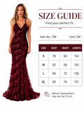 Sexy Sequin Floral Mermaid Evening Gown for Women Deep V Neck Spaghetti Strap Formal Prom Dress Floor Length Tulle Wedding Guest Party Ball Gown