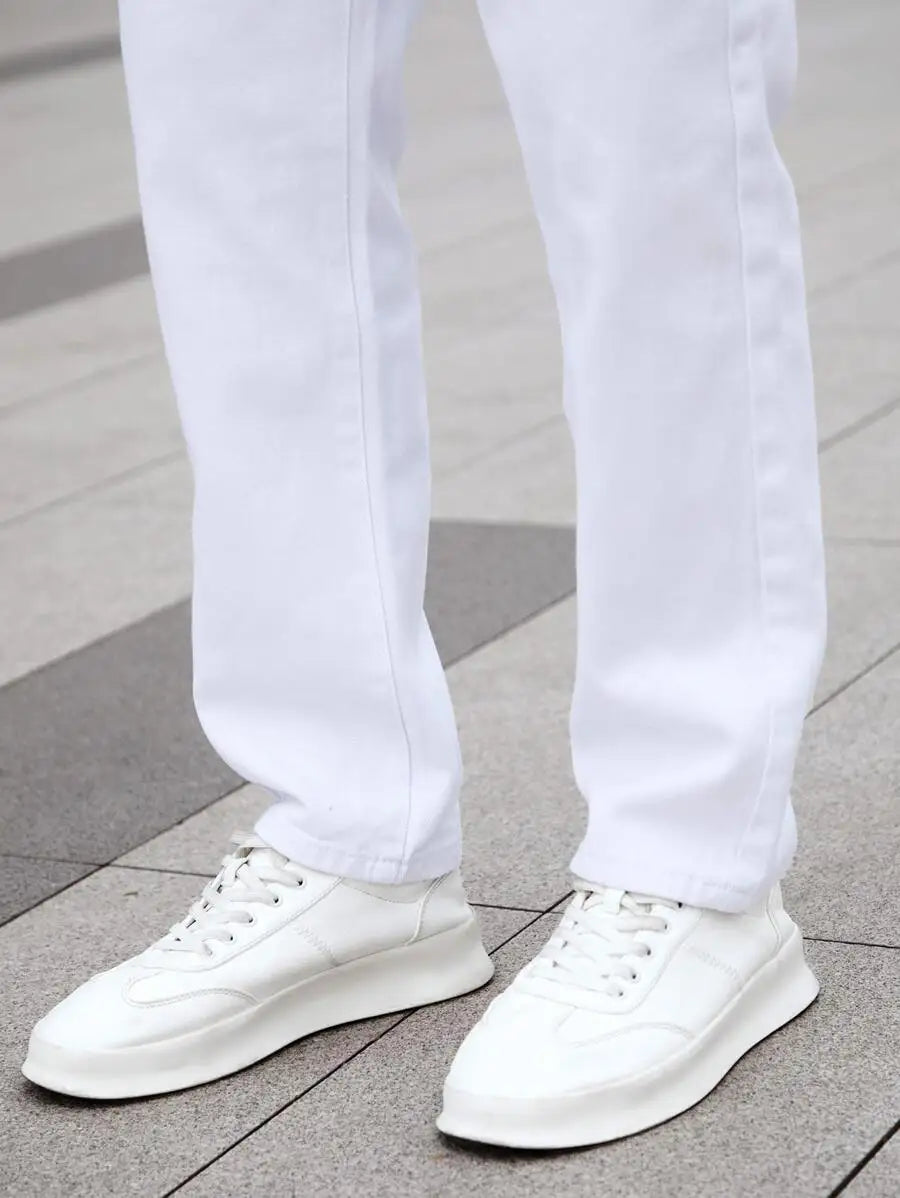 SGIAWETA-Manfinity Homme Men Cotton Solid Straight Leg Jeans Long Washed Light Jean Cargo Plain All White Work Basic Husband Going Out Office Party Vacation Urban-birthdaygift