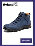 FLYLAND Men's Ankle Boots Casual Leather Shoes Fashion Vintage Hand Stitching Soft Business Handmade Shoes
