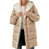 Womens Winter Warm Coats Sherpa Fleece Lined Long Hooded Puffer Jacket