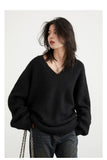 CHIC VEN Women Sweaters Solid Loose Pullovers New V-neck Knitwear Knitted Jumpers Female Top Fashion Woman Autumn Winter 2024