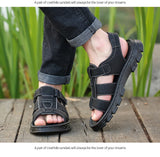 Men's New Beach Shoes Cowhide Slippers Outdoor  Non-slip Thick-soled Leather Sandals for Me