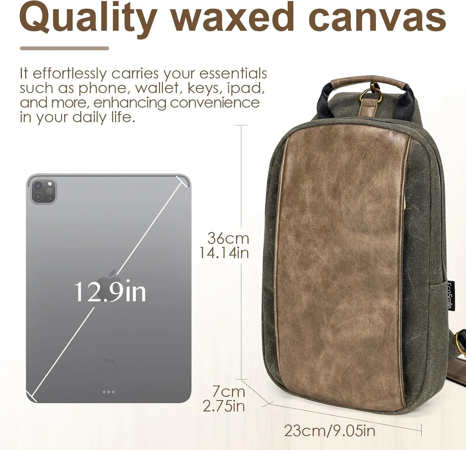 Canvas Messenger Bag Sling Bag Crossbody Shoulder Bag for Men Women Travel Work Satchel Bags