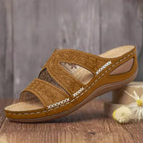 Summer 2025 women's sandals with exposed toes, retro anti slip leather casual women's fashionable versatile sandals