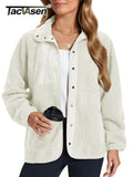 TACVASEN Fuzzy Button Down Sherpa Fleece Jacket Women's Winter Warm Coat Casual Outwear Jacket with Pockets Streetwear Outwear