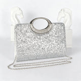 1Pc Black Glitter Rhinestone Top Handle Evening Clutch Bag, Women Sparkly Formal Handbag with Detachable Chain Strap, Elegant Purse for Wedding Party Prom Cocktail