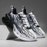 Unisex Flame Print Blade Chunky Sneakers Gradient Hollow Thick Sole Breathable Mesh Lightweight Shock Absorb Lace Up Running Shoes Fashion Streetwear Casual Sports Footwear 2026 New