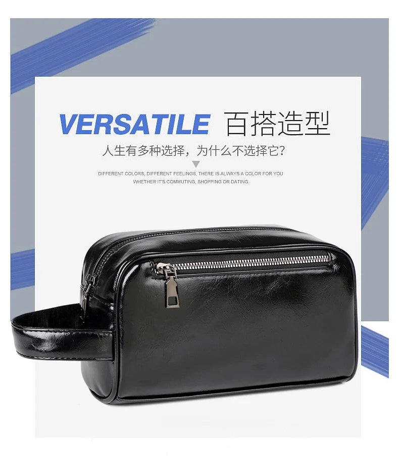Male Long Money Wallets Mobile Phone Pouch Men Messenger Bag Anti-Theft Men's Fingerprint Lock Bags for Men Leather Hand Bag