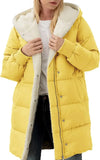 Womens Winter Warm Coats Sherpa Fleece Lined Long Hooded Puffer Jacket