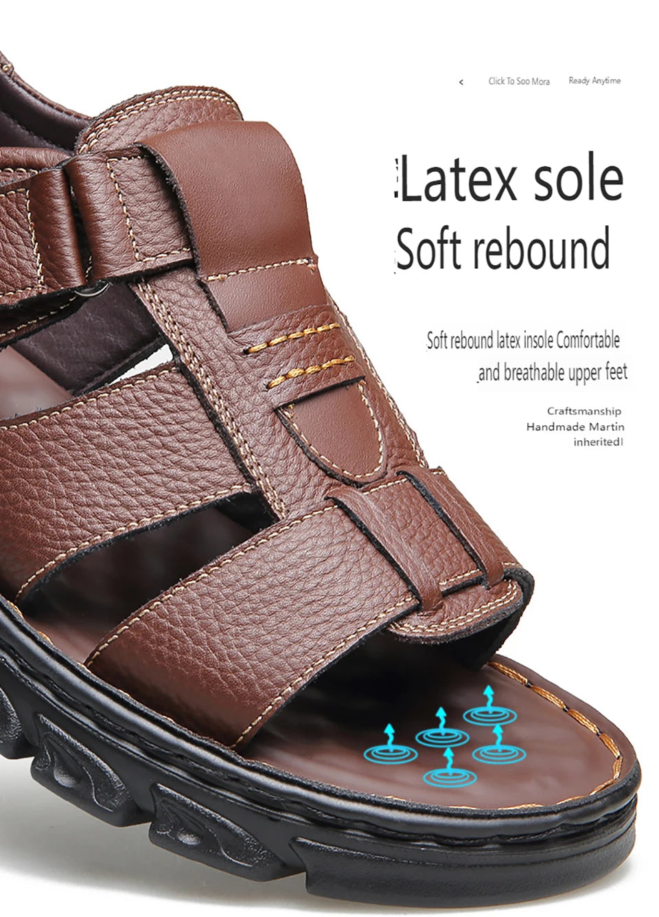 Men's New Beach Shoes Cowhide Slippers Outdoor  Non-slip Thick-soled Leather Sandals for Me