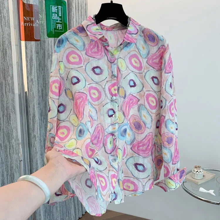 THHONE New Fashion Autumn Blouse Woman Cotton Loose Print Blusa Mujer Camisas Long Sleeve Casual Korean Elegant Women's Clothing