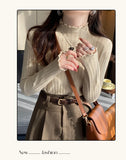 2026 Ruched Turtleneck Women Sweaters Autumn Winter Warm Pullover Slim Tops Knitted Sweater Jumper Soft Pull Female