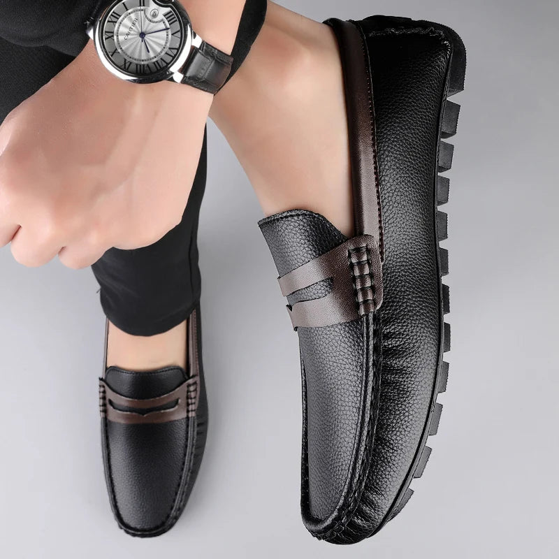 Luxury Brand Soft Sole Loafers Man Casual Shoe Flats Leather Shoes for Men Moccasin Business Dress Formal Soft Sole Low Shoes