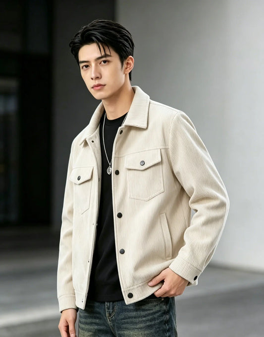 Men's Pure Color Button-Up Collar Casual Outdoor Jacket Autumn Winter Spring Seasonal Fashion Outerwear