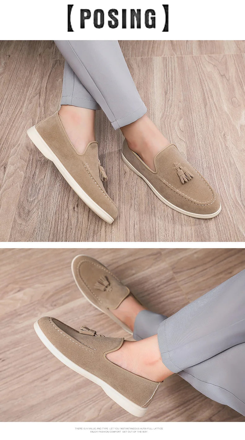 Fashion Men's Casual Shoes Suede Leather Men Classic British Style Tassels Loafers Moccasins Mens Outdoor Driving Flats
