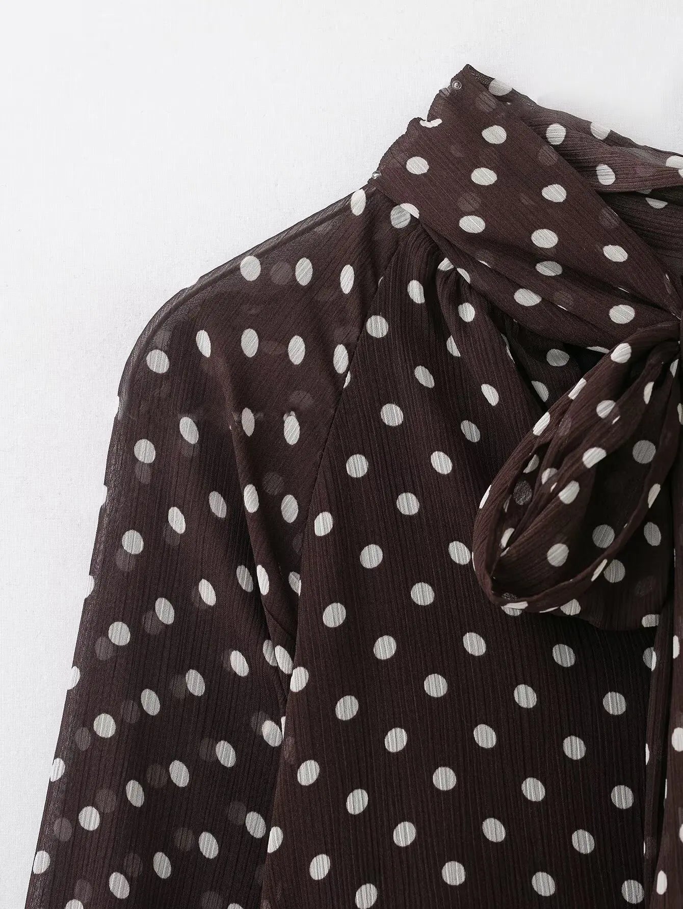 Women's Dots Printed Blouse Shirt Spring Autumn Fashion Long Sleeve Bow Lace-Up Blouse Shirt Lady Elegant High Street Blouses