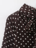 Women's Dots Printed Blouse Shirt Spring Autumn Fashion Long Sleeve Bow Lace-Up Blouse Shirt Lady Elegant High Street Blouses