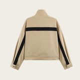 High Quality Chic Khaki Stand Collar Zipper Jackets 2026 Casual Long Sleeve Outerwear Female Fashion Loose Coats For Woman
