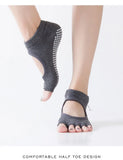 Women Backless Five Toe Yoga Socks Non-Slip Cotton Ladies Dance Ballet Socks Open Half Breathable Fitness Sport Sock for Pilates