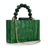Women’s Luxury Acrylic Evening Bag Pearl Handle Crossbody Purse with Removable Chain Elegant Clutch for Cocktail & Formal Events Clear Acrylic Handbag with Pearl Handle & Chain