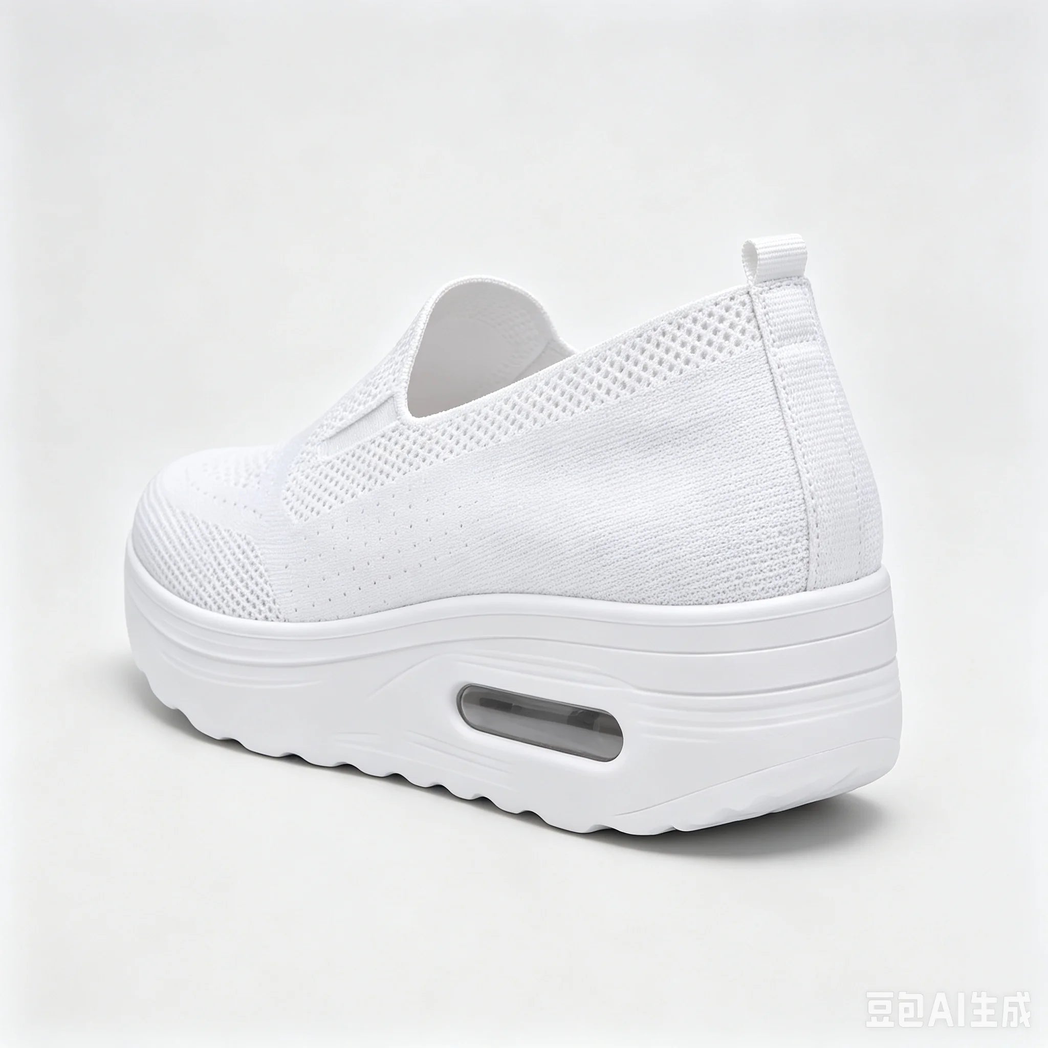 Women Slip On Air Cushion Walking Shoes Breathable Mesh Upper Platform Sneakers Non Slip Soft Sole Casual Loafers Ladies Lightweight Comfort Footwear for Daily Work Travel Outdoor Walking Nursing Shopping White Black Gray Pin