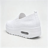 Women Slip On Air Cushion Walking Shoes Breathable Mesh Upper Platform Sneakers Non Slip Soft Sole Casual Loafers Ladies Lightweight Comfort Footwear for Daily Work Travel Outdoor Walking Nursing Shopping White Black Gray Pin