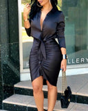 Women Sexy Deep V Neck Mini Dresses Ladies Long Sleeve Party Club Bodycon Dress